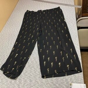 Nina Parker black & gold rose print wide leg pants NWT $79‎ Size 3XL. SKU-A836